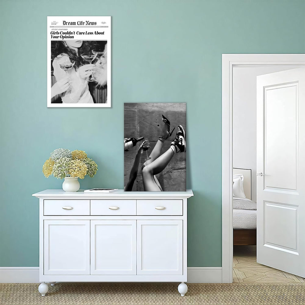Trendy The New York Times Wall Art 12x16in Framed, Black and White Elegant Ur...