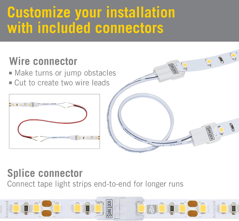 Armacost Lighting RibbonFlex Pro 24V White LED Strip Lights 30 LED/m, 3000K, ...
