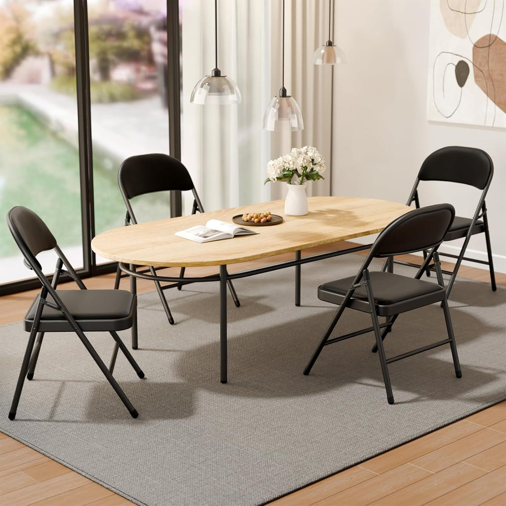 30 Pack Black Folding Chairs with Padded Cushion,Metal Frame,350lbs