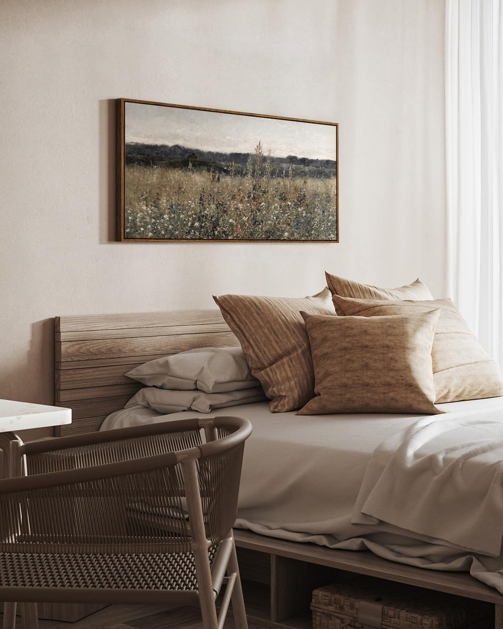 InSimSea Extra Large Framed Wall Art, Flower Meadow Prints, 24x48inch