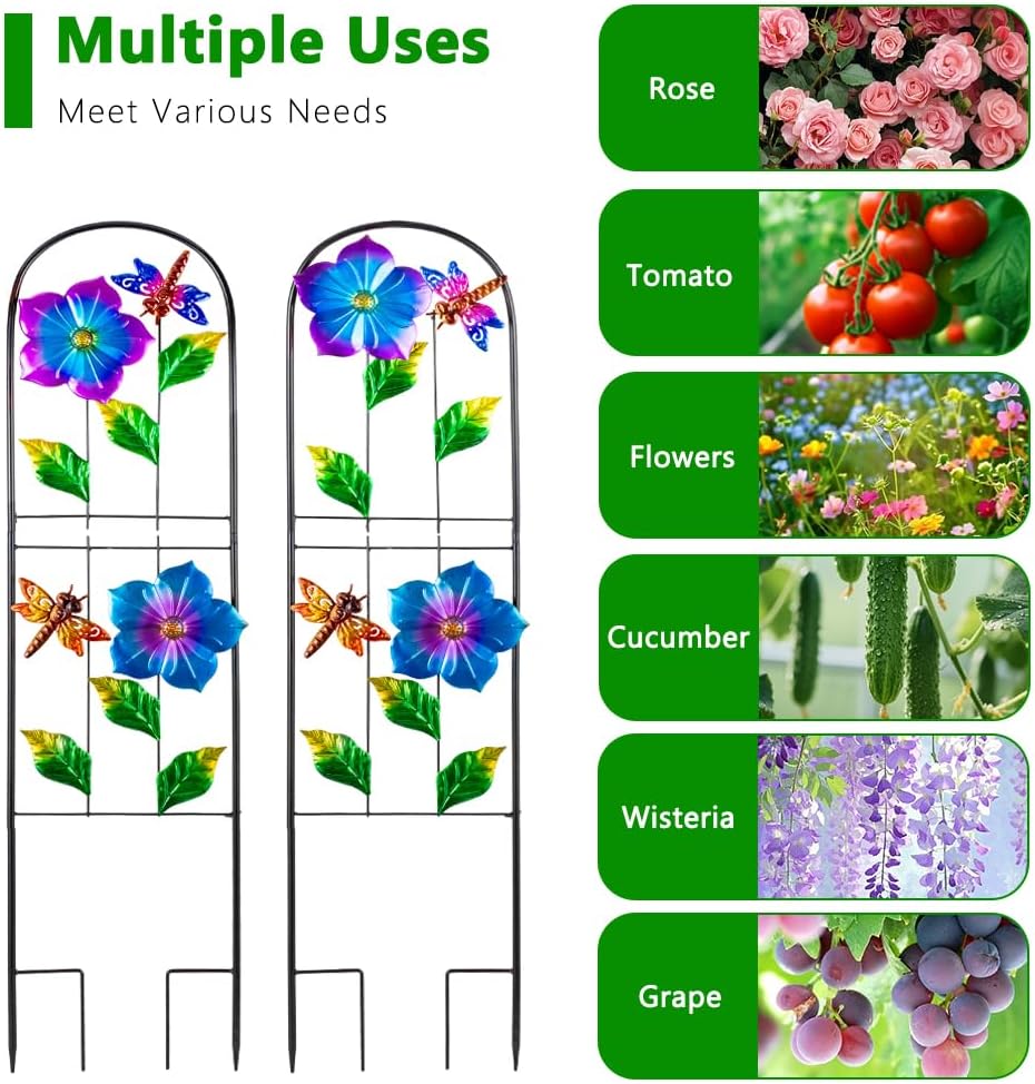 Metal Garden Trellis for Climbing Plants,2 Packs Dragonfly Outdoor Decorative...