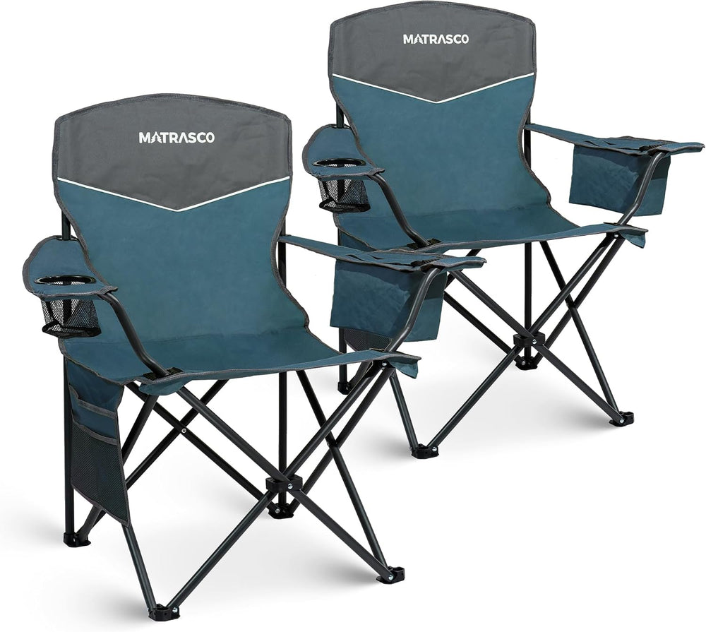 Outdoor Folding Camping Chairs 2 Pack, 350 lbs Capacity, Blue