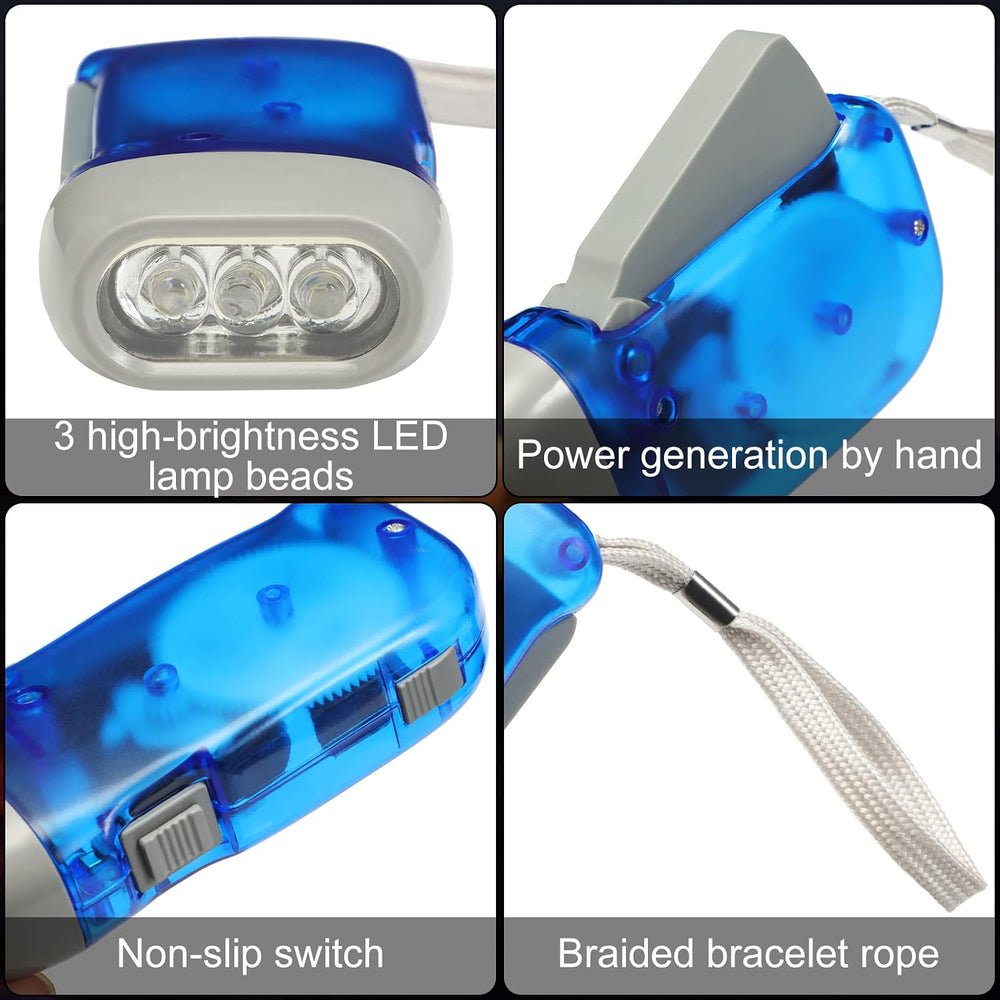 Mudder 24 Hand Crank Flashlight, Red, Blue, Green, Yellow, Black