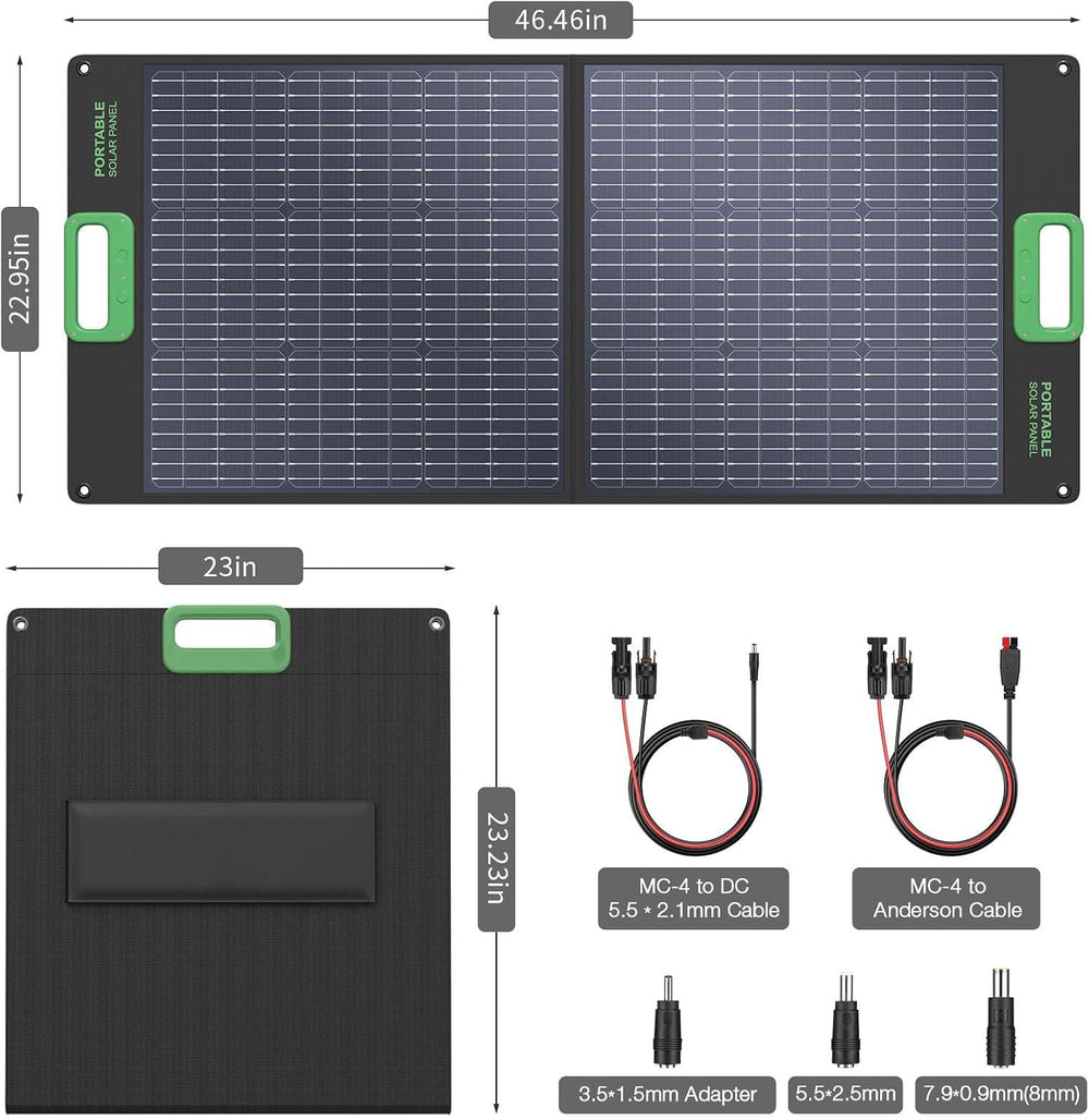 100W Portable Solar Panel for Power Station Generator, Waterproof Foldable