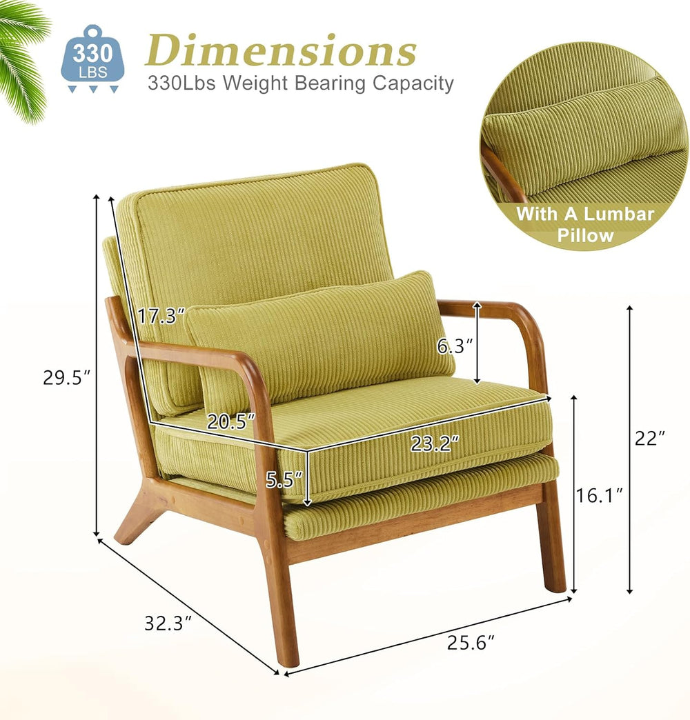 VINGLI Upgraded Premium Corduroy Accent Chair,Upholstered Arm Chair,Solid Woo...