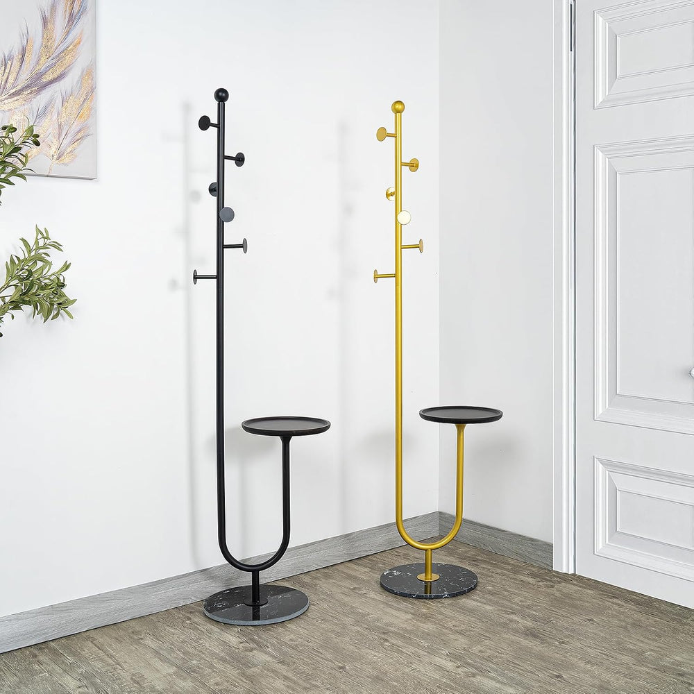 JIAYUEJU Coat Rack Freestanding with Table for Entryway (Black)
