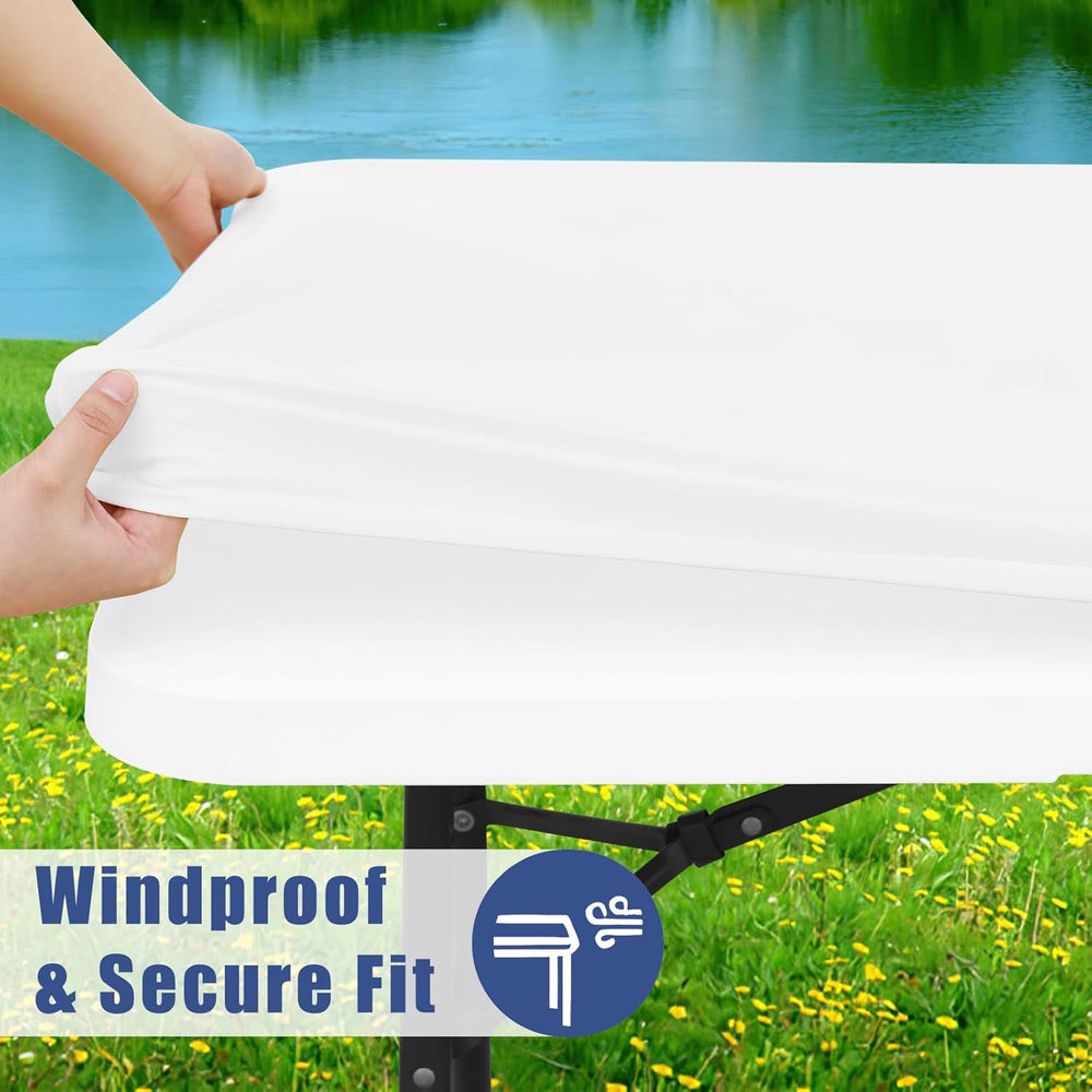 Moosfor 4 Pack Rectangle Spandex Fitted Table Cloth, 6FT Elastic Tablecloth