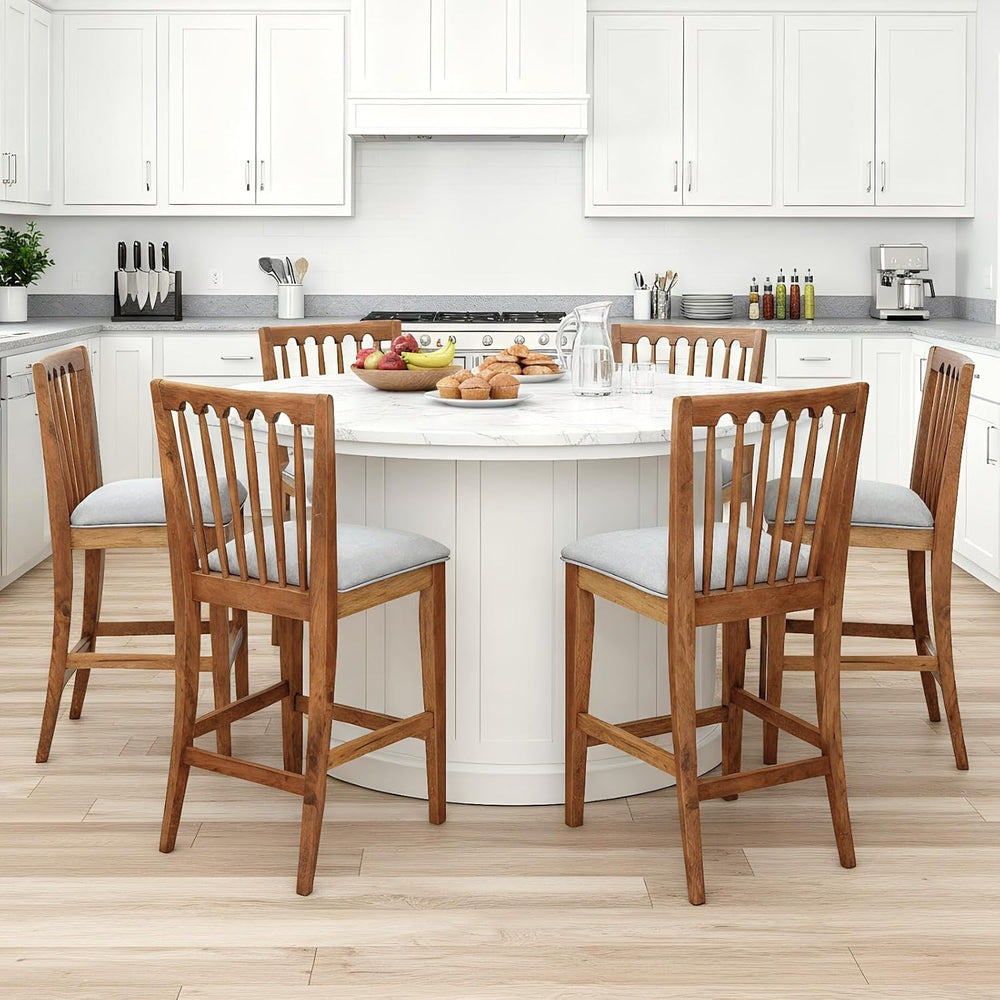 chairus 25" Farmhouse Counter Height Bar Stools Set of 4, Chenille Uphol...