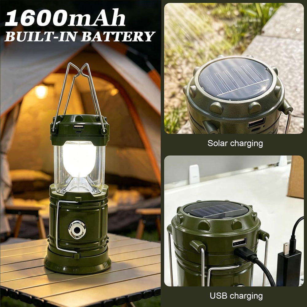 DIBMS 4-Pack Solar Camping Lantern, Collapsible Flashlight Emergency Lights