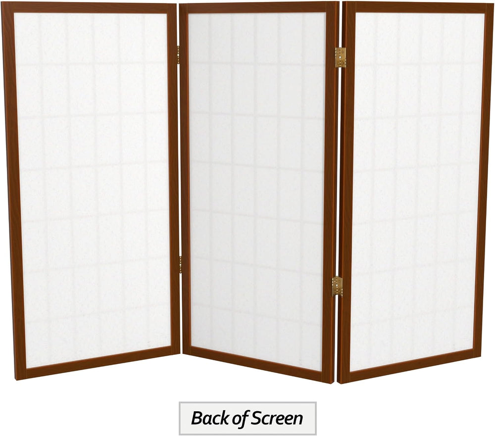 3 ft. Short Window Pane Shoji Screen - Walnut - 3 Panels