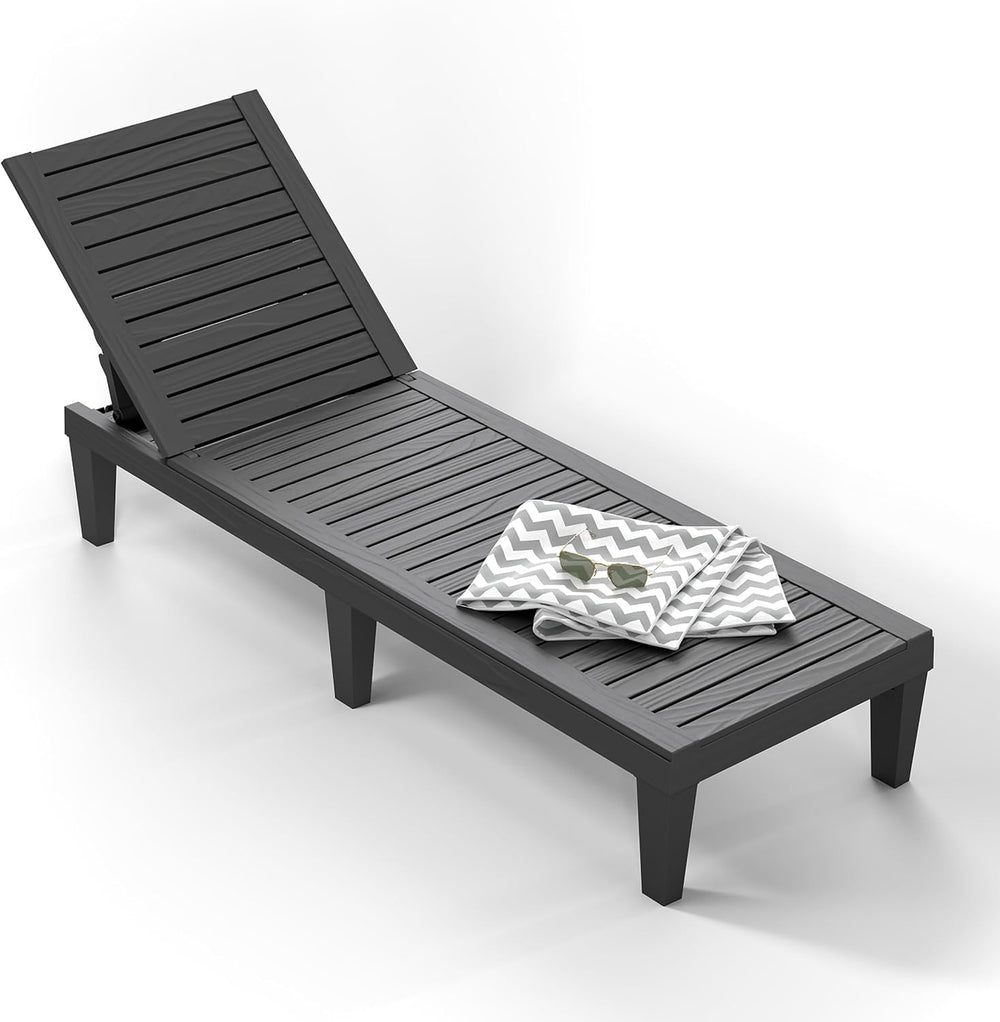 ROJIK Outdoor Chaise Lounge Chair, Single, Black