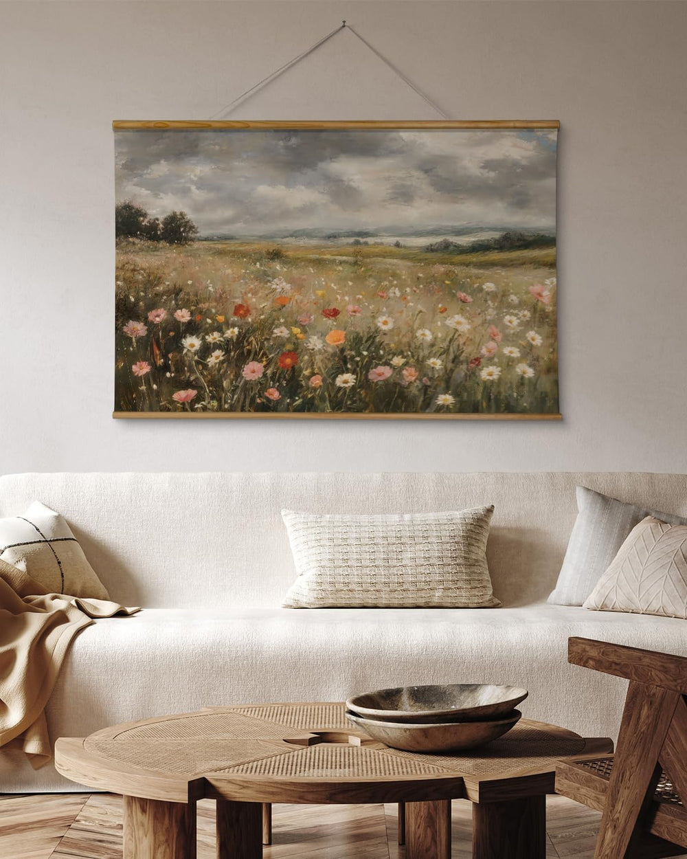 ARPEOTCY Extra Large Framed Wall Art, Colorful Wildflower Print, 36x54In