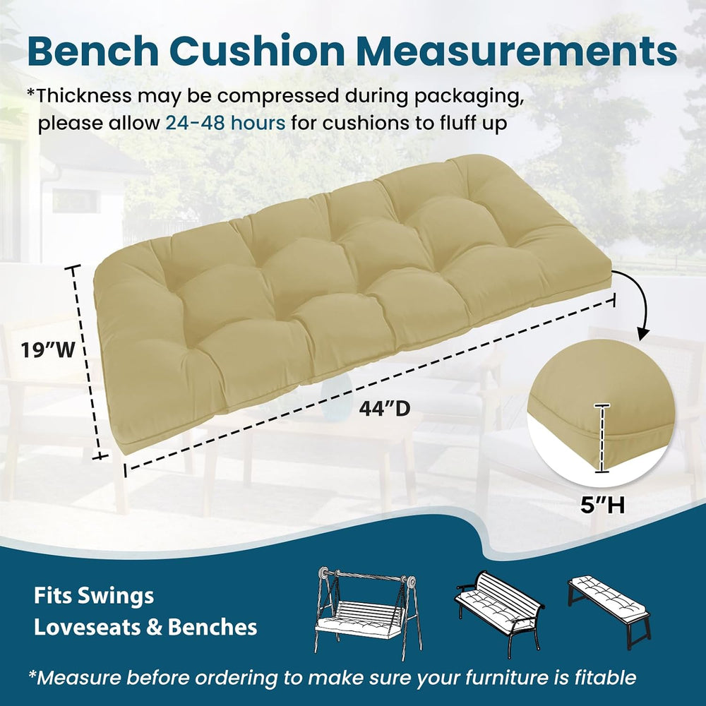 Tufted Bench Cushions for Outdoor Furniture, 44" x 19" Porch Swing ...