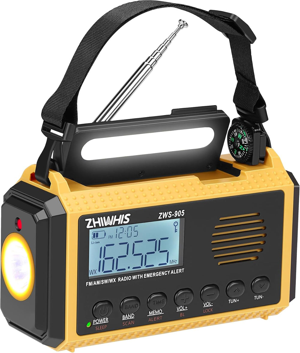 ZHIWHIS Emergency Radio with Auto NOAA Alerts, 10000mAh AM FM SW Weather Radi...