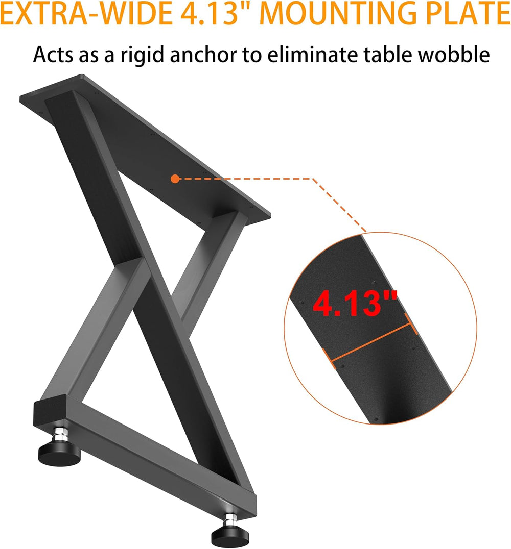 28" Heavy Duty X-Frame Metal Desk Legs, 28x18 Inch, Set of 2