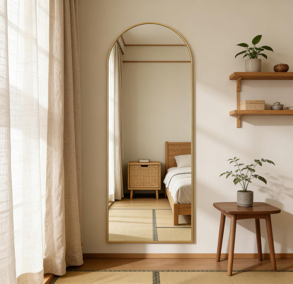14" x 48" Arched Full Length Mirror Gold Frame Over Door & Wall...