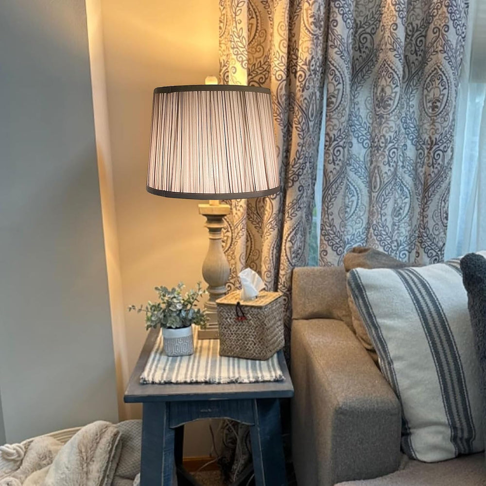 Drum lamp shades, 12" top x 14" bottom x 9.5" high Beige lamps...