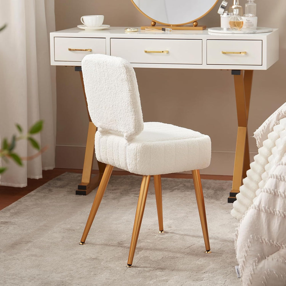 Vanity Chair with Storage Stool with Folding Back Makeup Chair
