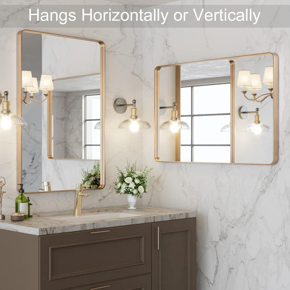 LOAAO 24"X36" Gold Bathroom Mirror