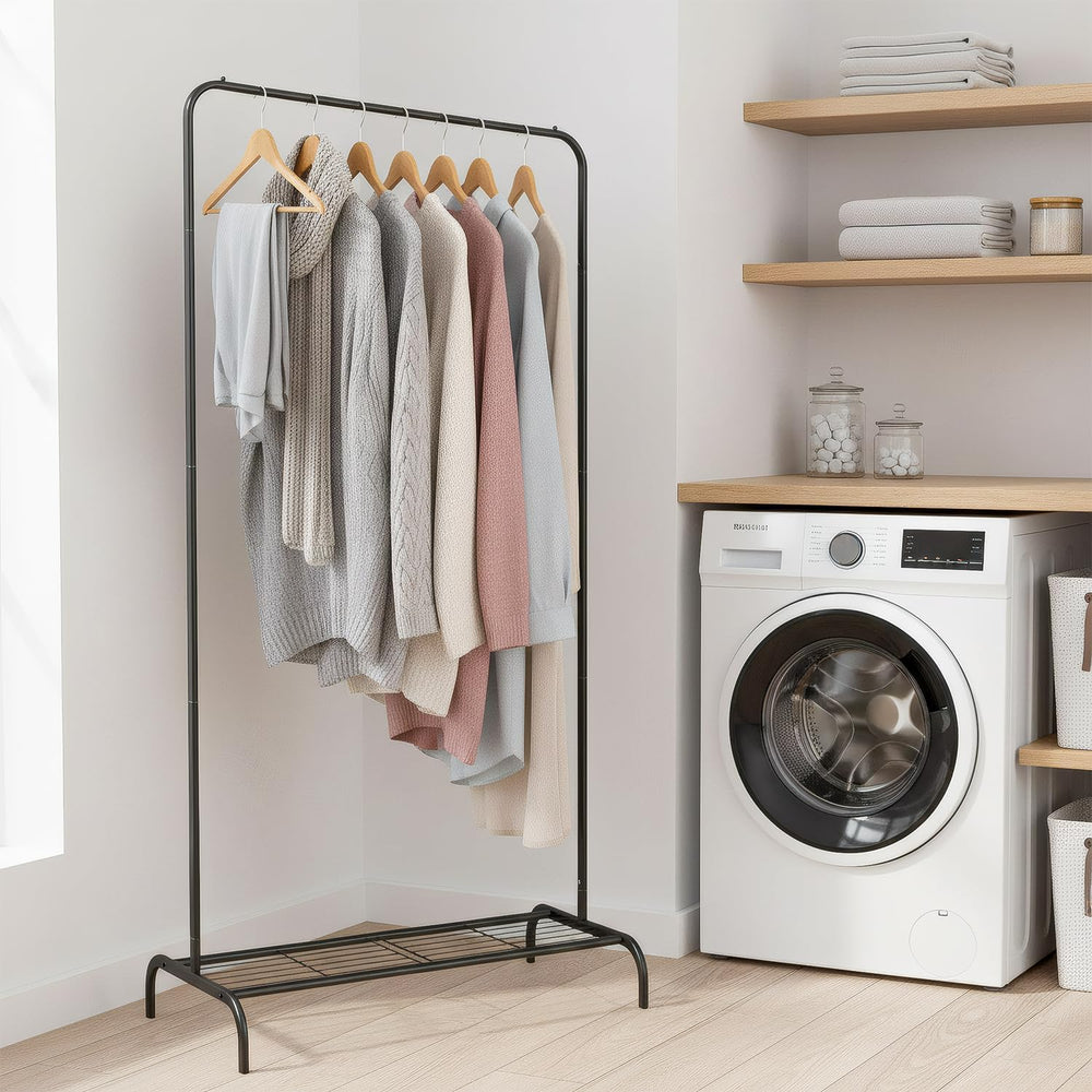 Black Clothing Rack for Small Spaces, 45" Height Garment Rack for Small ...