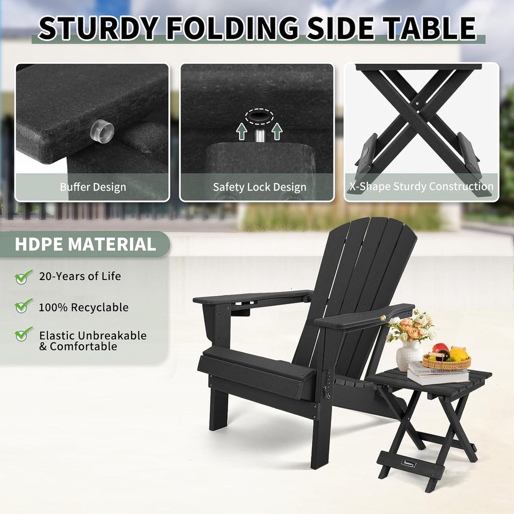 FUNBERRY Outdoor Folding Adirondack Side Table, Patio End Table