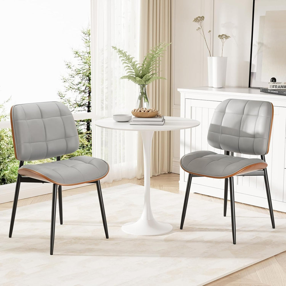 Dining Chairs Set of 2, Mid Century Modern Dining Room Chair, Upholstered Fau...