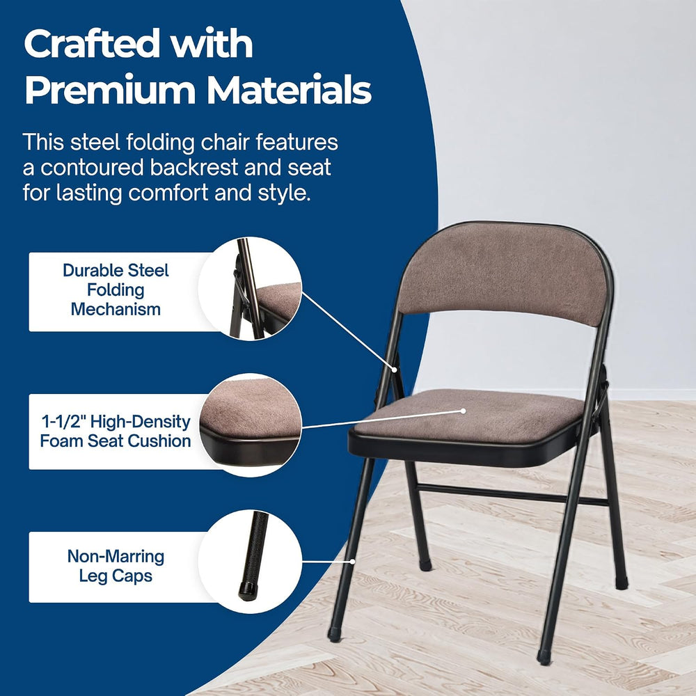 Sudden Comfort Deluxe Padded Folding Dining Chairs, Cinnabar/Corrin, 4 Pack