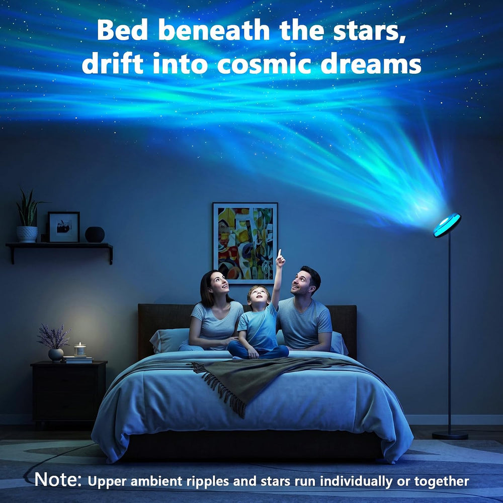 Bairth Uplighter Floor Lamp for Living Room, Ripple and Star Projector