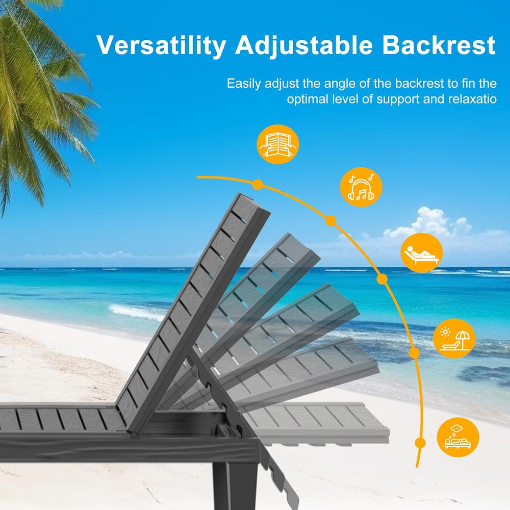 ROJIK Outdoor Chaise Lounge Chair, Single, Black
