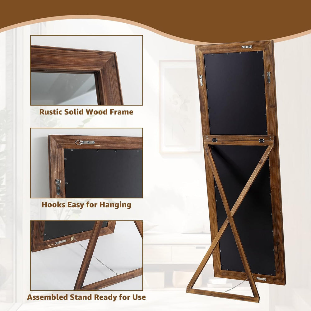 MELOMOIR 64"x21" Rustic Farmhouse Full Length Mirror with Solid Woo...