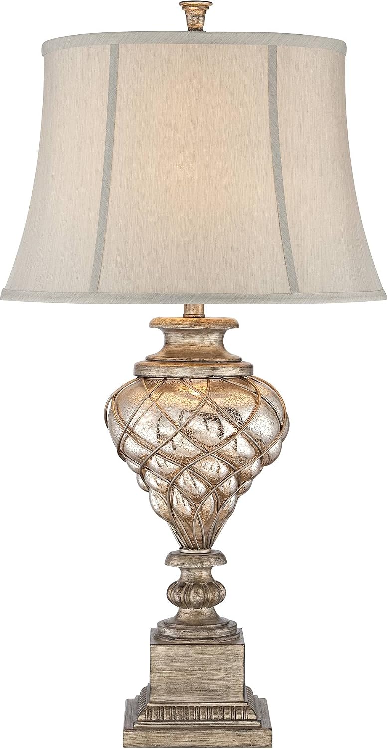 Mercury Glass 33 3/4" Large Table Lamps Set of 2 LED Night Light