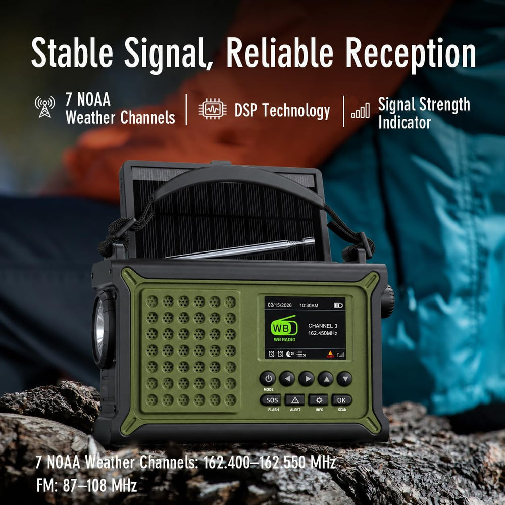 Emergency Weather Radio with Solar Hand Crank, S.A.M.E Localized NOAA Alert