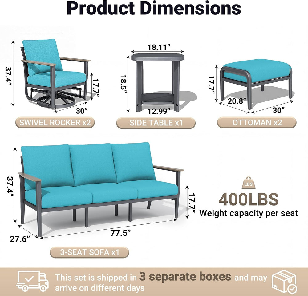 Aluminum Outdoor Patio Furniture Set with 5.1-Inch Cushions