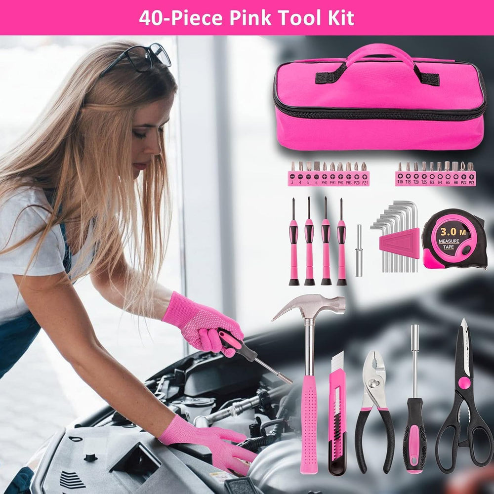 Car Roadside Emergency Kit - Pink Roadside Assistance Emergency Kit with Jump...