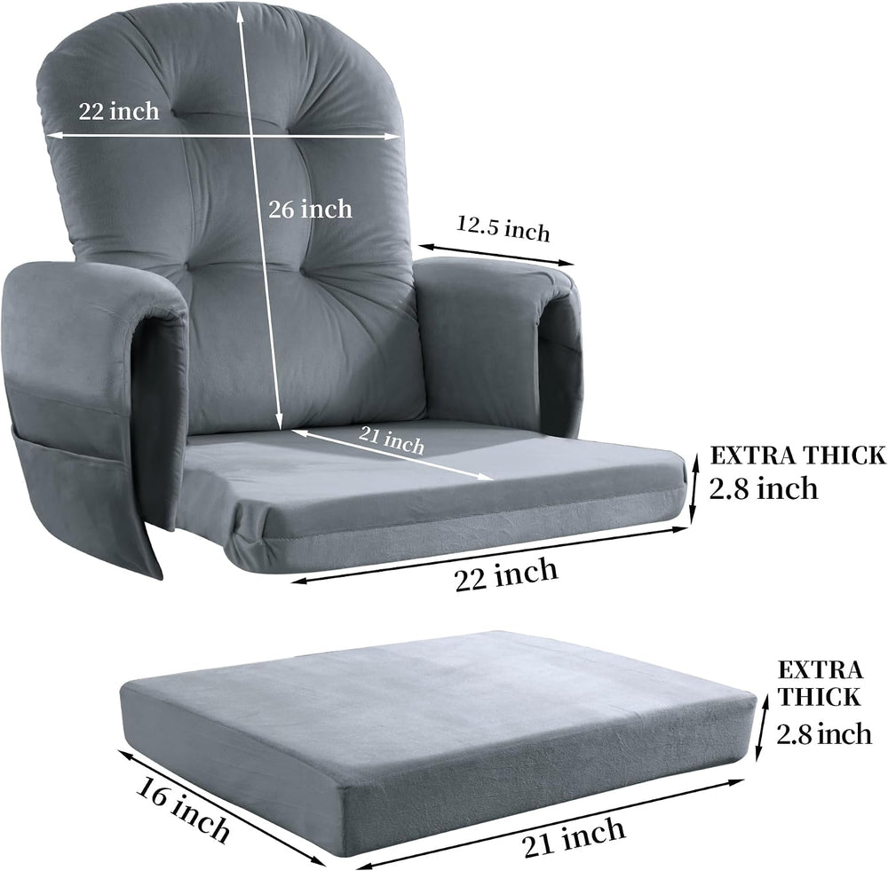 HOMBYS Glider Rocker Replacement Cushions 5 PCS with Storage Side Pocket, Vel...