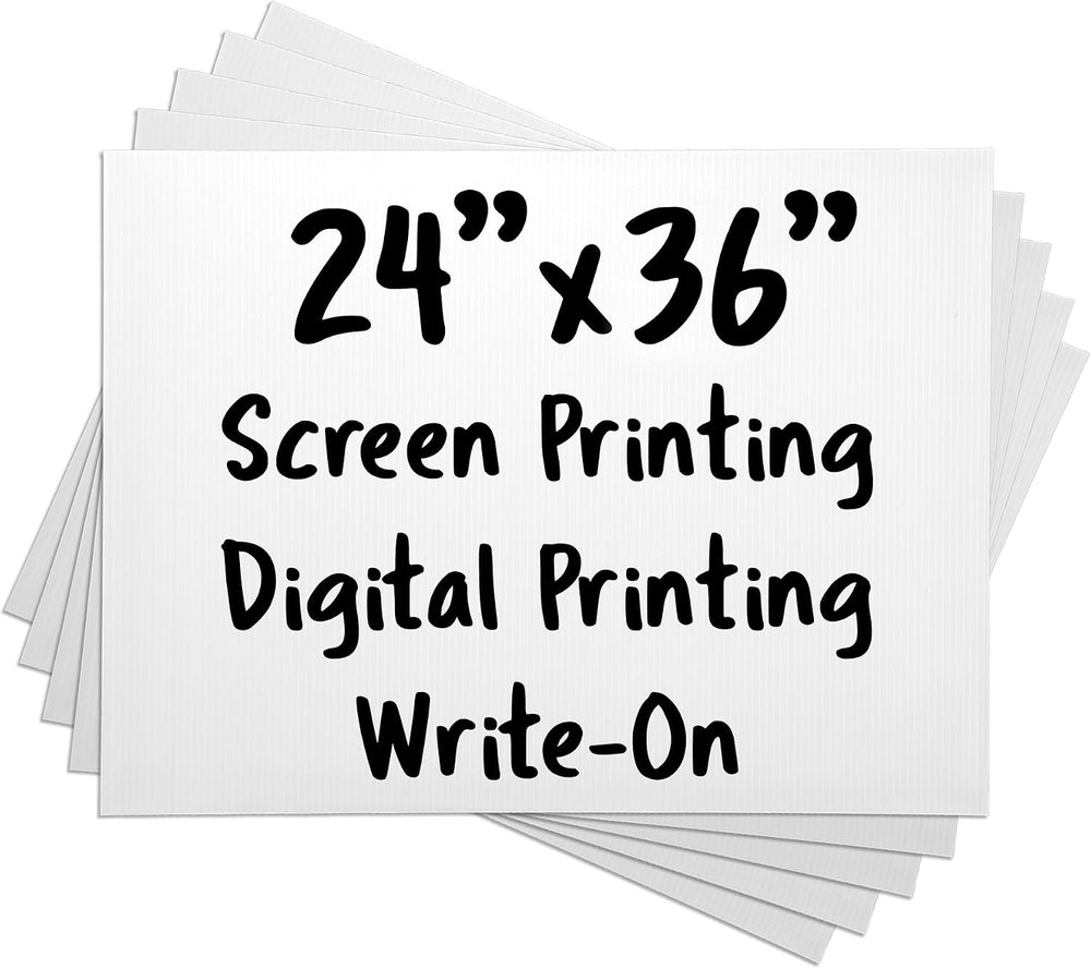 24x36" Yard Signs White 4mm Fluted Plastic Poster Boards Waterproof, Pri...