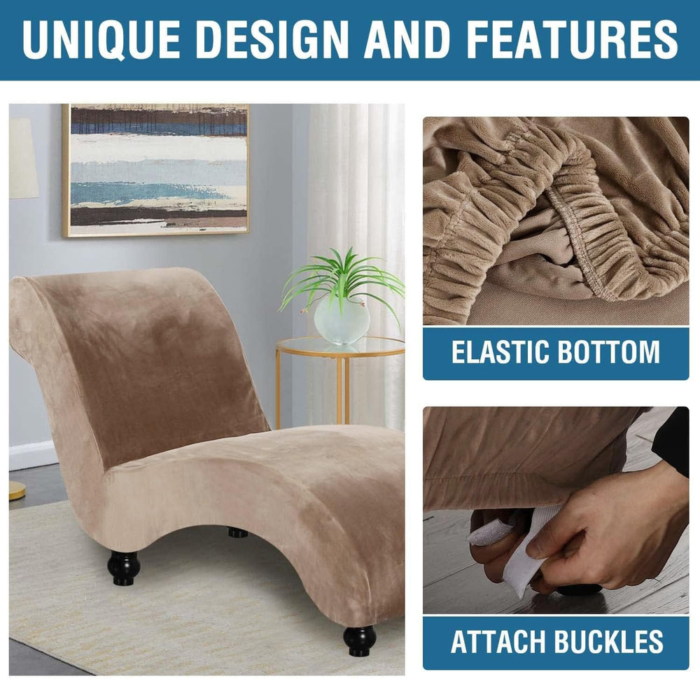 H.VERSAILTEX Chaise Lounge Cover Indoor Velvet Chaise Slipcover High Stretch ...
