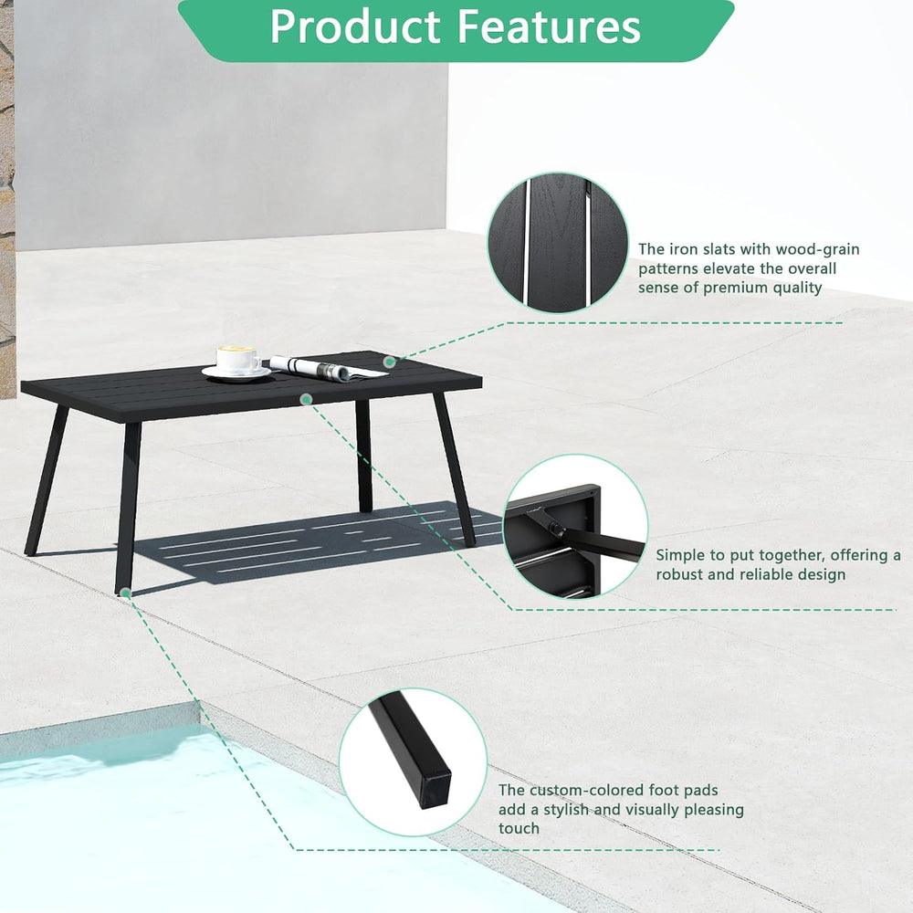Helios&Hestia Small Rectangle Iron Outdoor Coffee Side End Table for Pati...