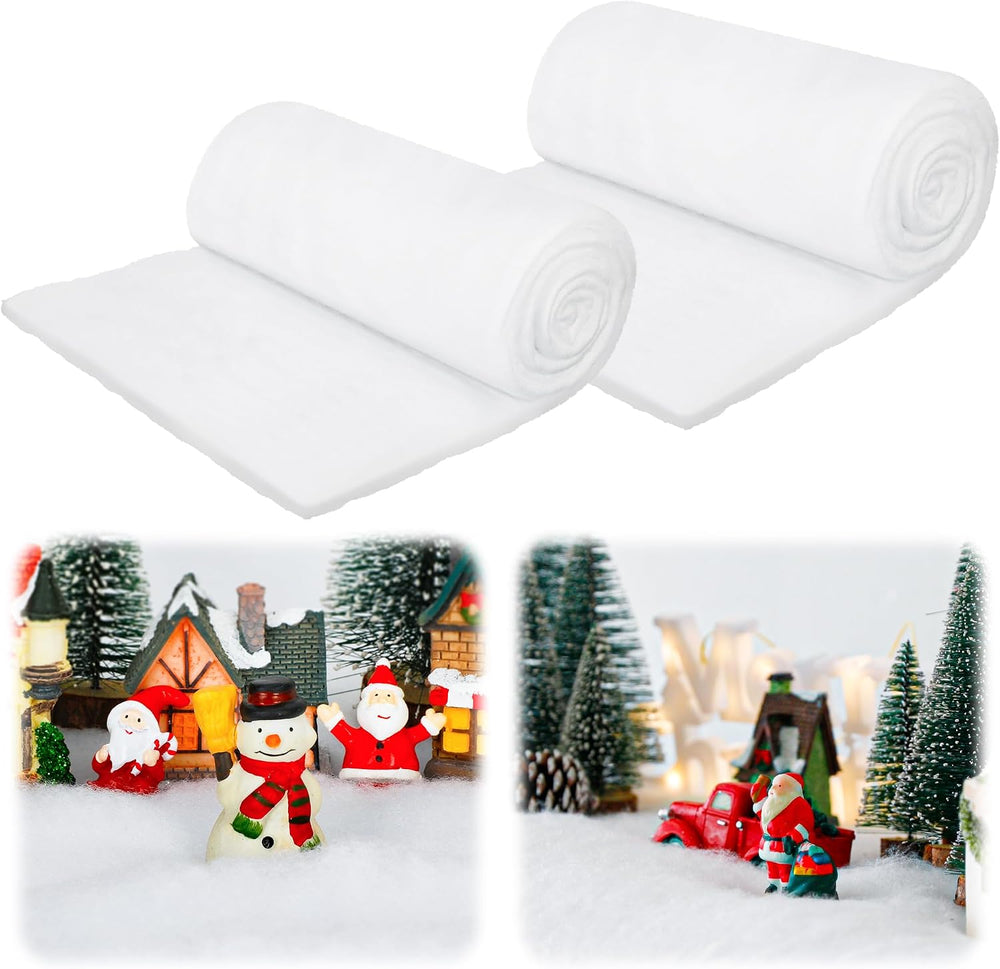 2PCS 3x8FT Thick Fake Snow Blanket for Christmas Tree Base Display Cover