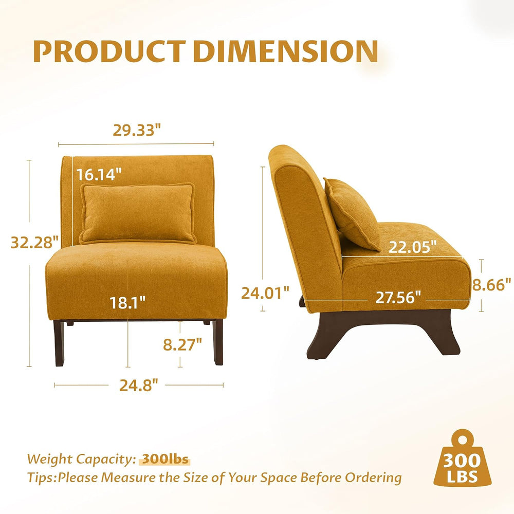 Armless Accent Chair Comfy Upholstered Modern Living Room Side Chair