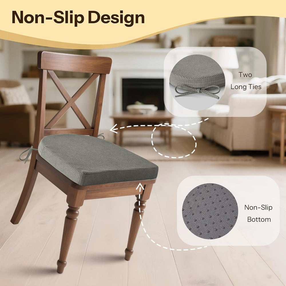 Dining Chair Cushions Set of 4, 16"X16"X2", D-Shape, Light Grey