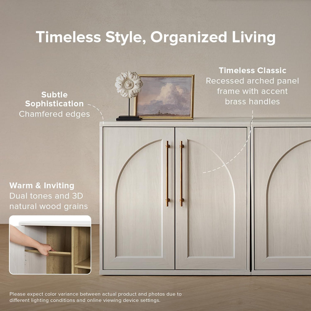 mopio Blake Storage Cabinet, Pantry (White Oak, Set of 2, Arched)