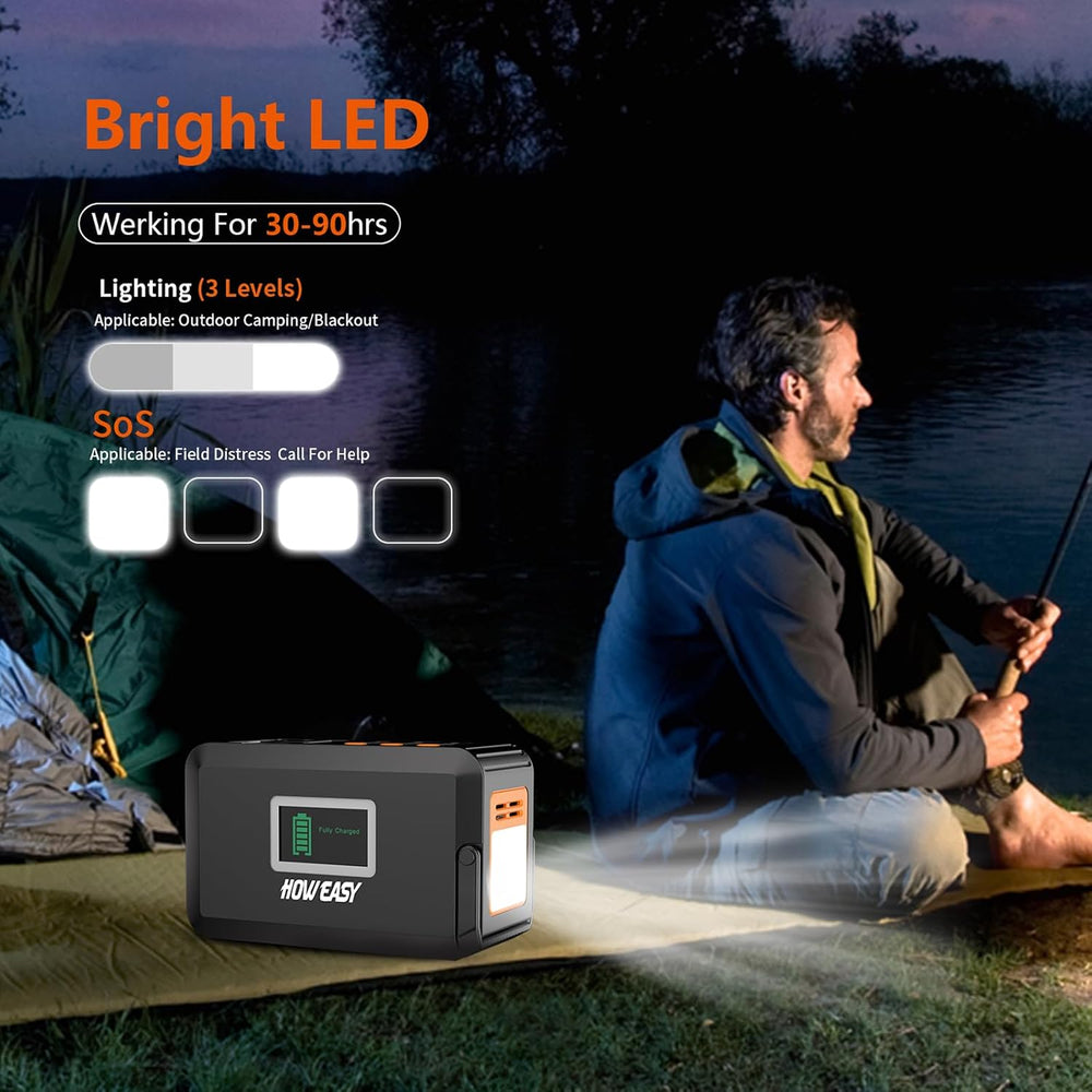 HOWEASY Portable Power Station,120W(240W Peak) Solar Generator