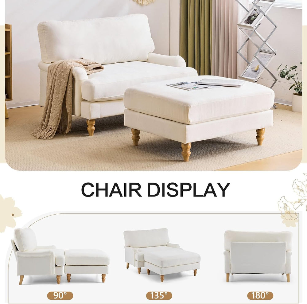Bezseller 47" W Oversized Chair Indoor with Ottoman (Beige)