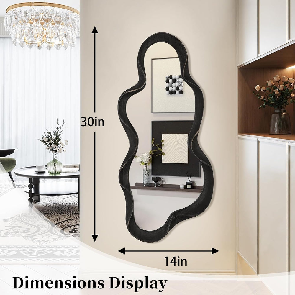 Large Asymmetrical Mirror Irregular Modern Cloud Wall Mirror Wood Frame Uniqu...