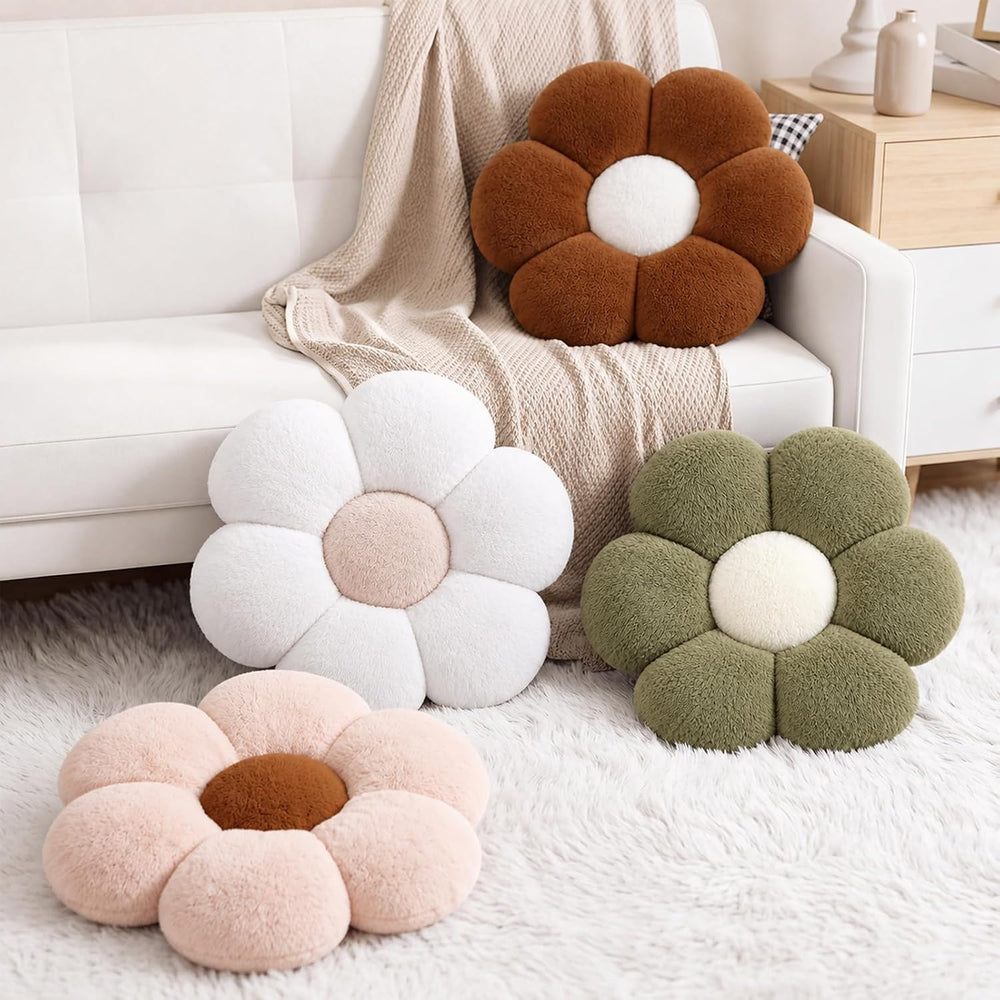 Coume 4 Pcs Fall Flower Pillows 15" Plush Flower Shaped Pillows Fall Decor