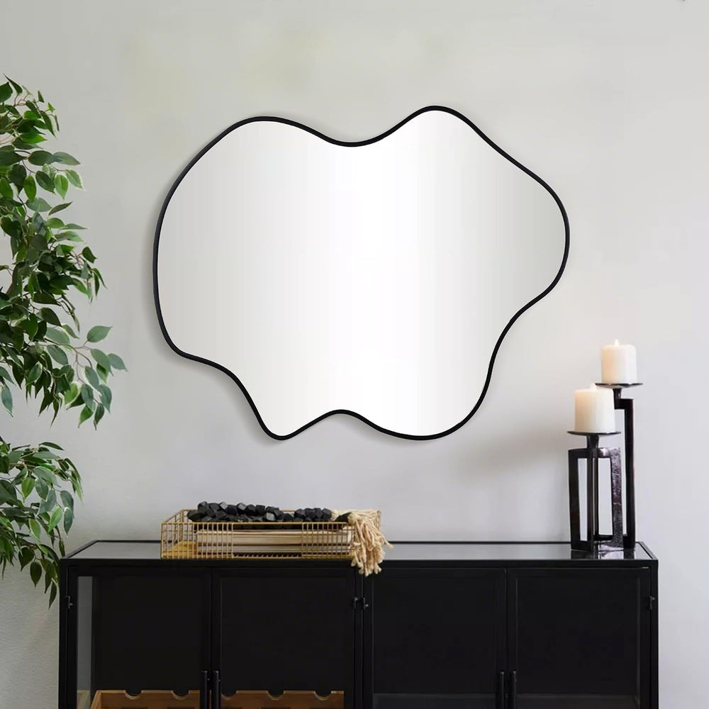 CULER Irregular Black Bathroom Wall Mirror,22 x 30 Inch Asymmetrical