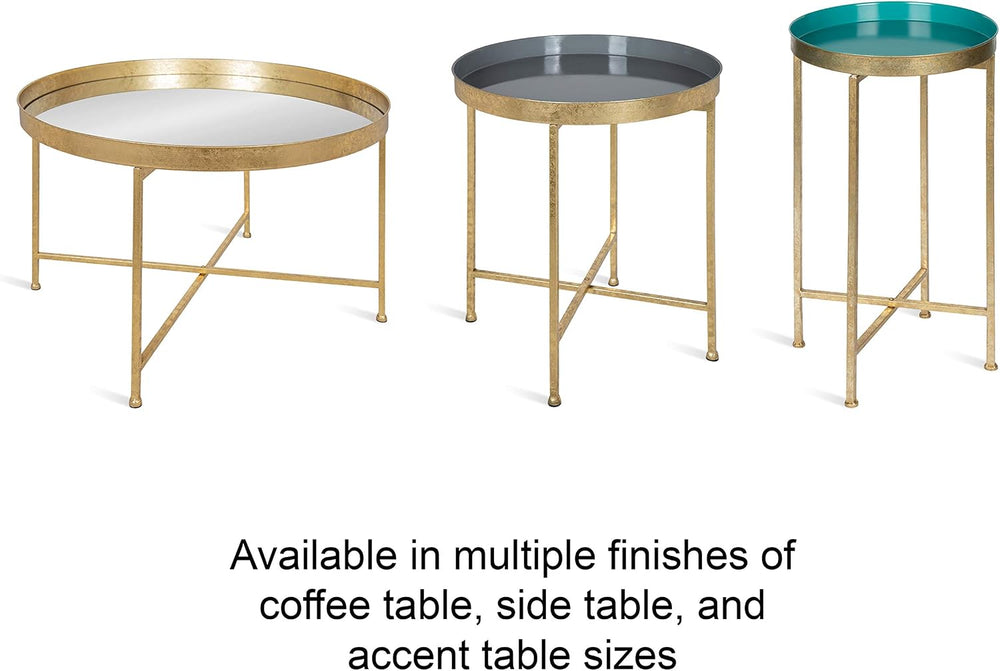 Kate and Laurel Celia Round Metal Foldable Accent Table with Tray Top, Black