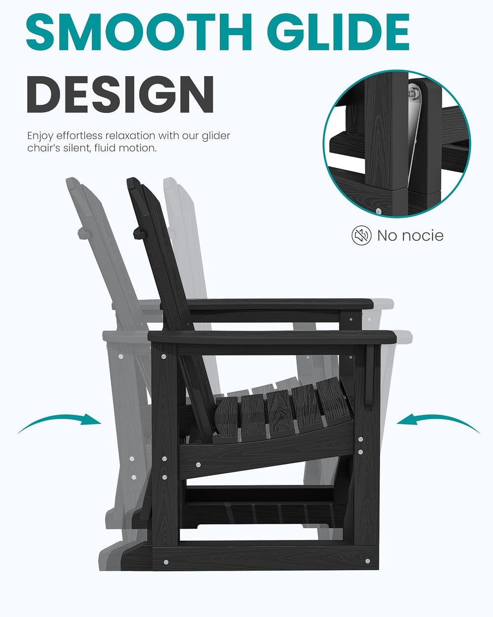 SERWALL HDPE Outdoor Glider, All-Weather Patio Glider Rocker