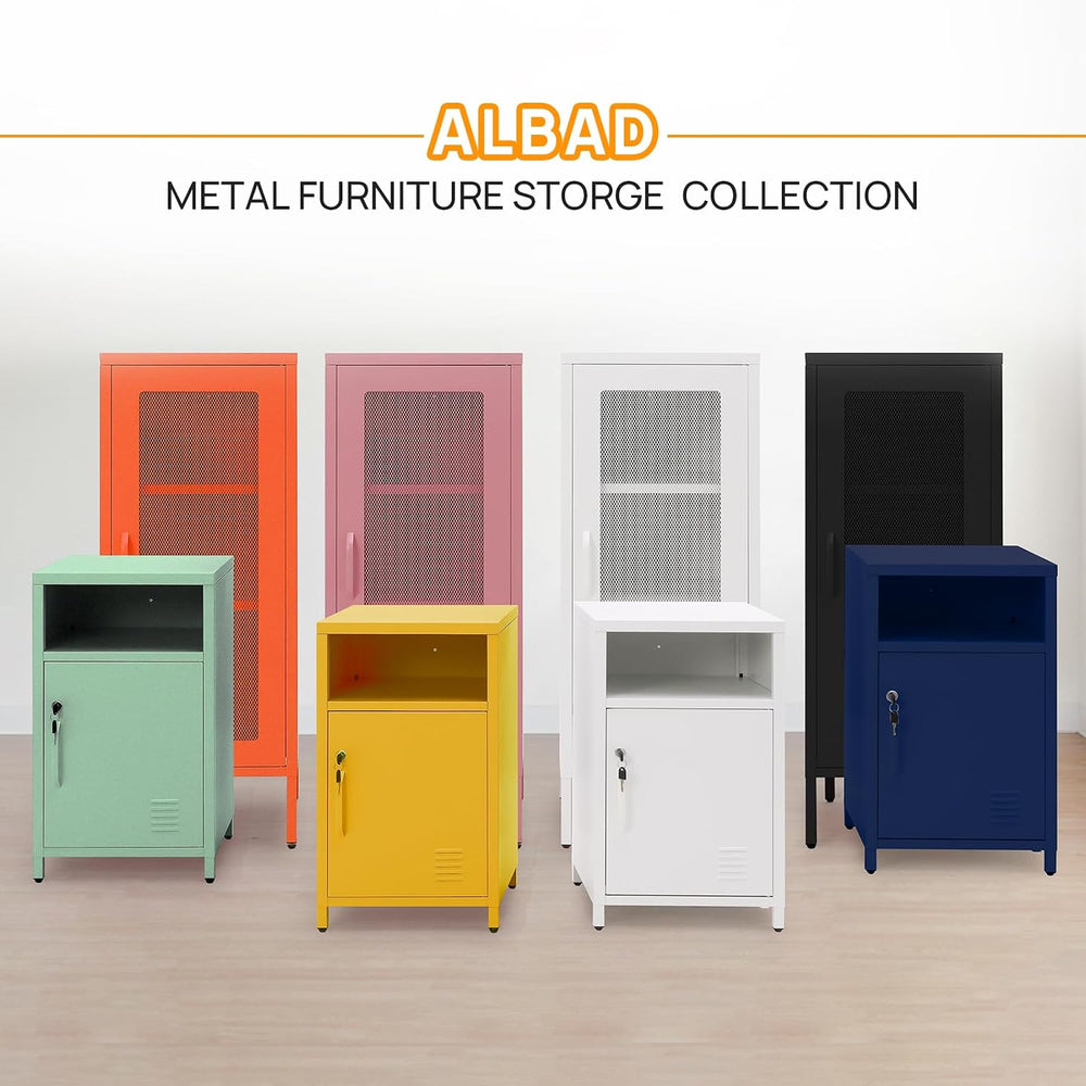 ALBAD Slim Metal Storage Cabinet with Mesh Door